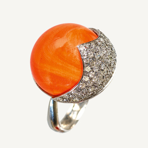 KORALLEN-DIAMANT-RING : (DOBIASCHOFSKY AUKTIONEN AG)