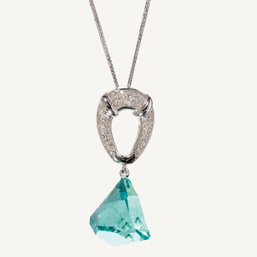 AQUAMARIN-BRILLANT-ANH�NGER AN KETTE : (DOBIASCHOFSKY AUKTIONEN AG)