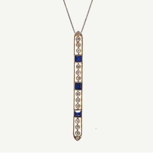 SAPHIR-DIAMANT-ANH�NGER MIT KETTE : (DOBIASCHOFSKY AUKTIONEN AG)