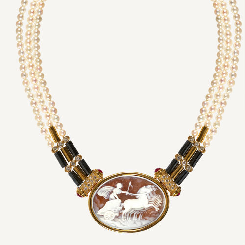 PERLEN-EDELSTEIN-COLLIER : (DOBIASCHOFSKY AUKTIONEN AG)