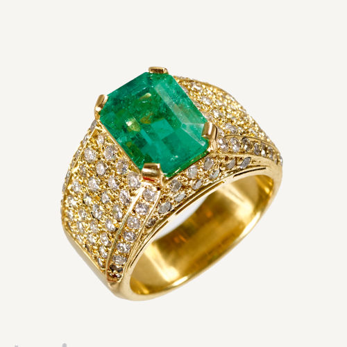 SMARAGD-DIAMANT-RING : (DOBIASCHOFSKY AUKTIONEN AG)