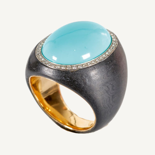 T�RKIS-BRILLANT-RING : Mirjam Ginsberg, Basel (DOBIASCHOFSKY AUKTIONEN AG)