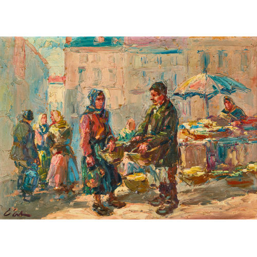 ERNO ISAAK ERB : Marktszene in der Stadt (DOBIASCHOFSKY AUKTIONEN AG)