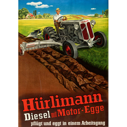 ANONYM : 'H�rlimann Diesel mit Motor-Egge pfl�gt und eggt...' (DOBIASCHOFSKY AUKTIONEN AG)