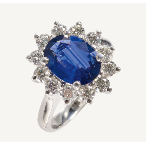 SAPHIR-DIAMANT-RING : (DOBIASCHOFSKY AUKTIONEN AG)