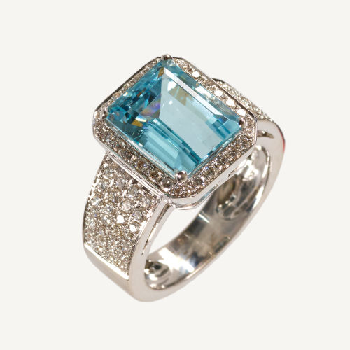 AQUAMARIN-BRILLANT-RING : (DOBIASCHOFSKY AUKTIONEN AG)