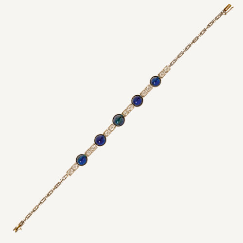 SAPHIR-BRILLANT-BRACELET : Um 1920 (DOBIASCHOFSKY AUKTIONEN AG)