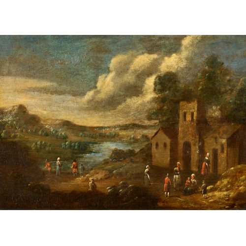 18. JH. FL�MISCH : Landschaft mit Geh�ft und Staffage (DOBIASCHOFSKY AUKTIONEN AG)