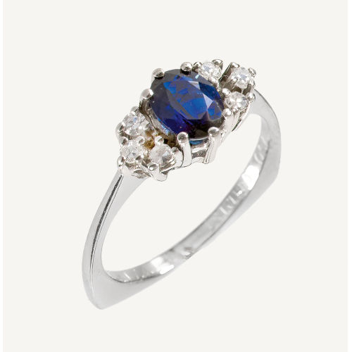 SAPHIR-DIAMANT-RING : (DOBIASCHOFSKY AUKTIONEN AG)
