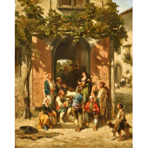 ADOLPHE PIERRE LELEUX : Die Strassenmusikanten (DOBIASCHOFSKY AUKTIONEN AG)