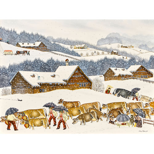 ALBERT MANSER : '�berfahrt im Schneetreiben' (DOBIASCHOFSKY AUKTIONEN AG)