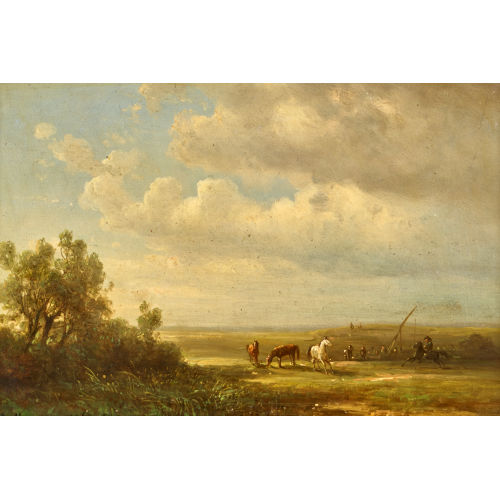 CARL ROBERT KUMMER : Landschaft mit Pferden und Reiter (DOBIASCHOFSKY AUKTIONEN AG)