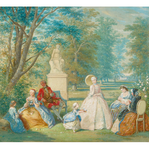 19. JH. FRANKREICH : Parkszene mit Adelsfamilie (DOBIASCHOFSKY AUKTIONEN AG)