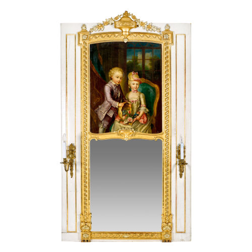 JOHANN LUDWIG ABERLI : Trumeauspiegel mit Bildnis eines vornehmen Kinderpaares (DOBIASCHOFSKY AUKTIONEN AG)