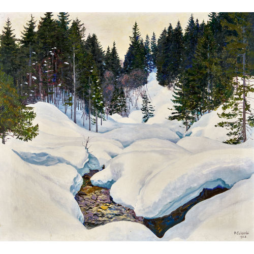 PLINIO COLOMBI : Verschneite Bachlandschaft (DOBIASCHOFSKY AUKTIONEN AG)