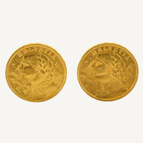 MANSCHETTENKN�PFE : Gold-Vreneli, 1947 (DOBIASCHOFSKY AUKTIONEN AG)