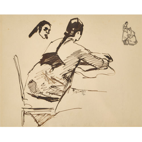 CUNO AMIET : R�ckenansicht einer sitzenden Frau am Tisch (DOBIASCHOFSKY AUKTIONEN AG)