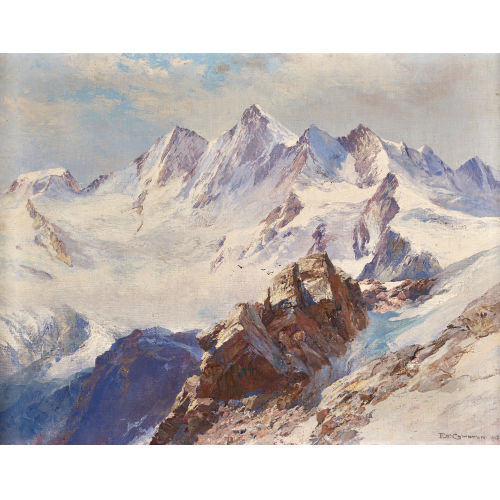 EDWARD THEODORE COMPTON : Die Mischabelkette oberhalb von Saas-Fee (DOBIASCHOFSKY AUKTIONEN AG)