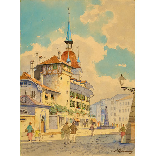 WALTER EGGIMANN : Waisenhausplatz mit Holl�nderturm (DOBIASCHOFSKY AUKTIONEN AG)