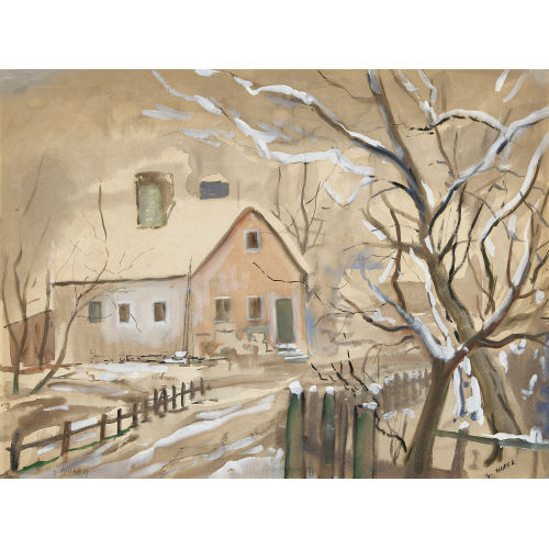 ERNST HUBER : Winterlandschaft mit Haus (DOBIASCHOFSKY AUKTIONEN AG)