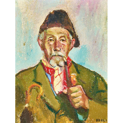 PAUL JAKOB) PAOLO (EIGTL. M�LLER : Portr�t eines alten, Pfeife rauchenden Herrn im Anzug (DOBIASCHOFSKY AUKTIONEN AG)