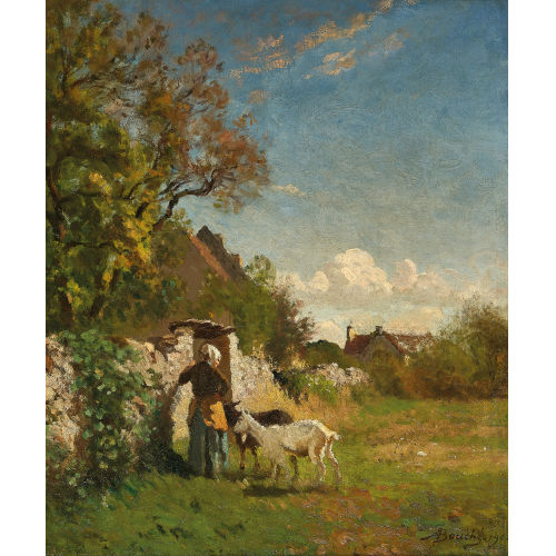 LOUIS ALEXANDRE BOUCH� : B�uerin mit Ziegenpaar (DOBIASCHOFSKY AUKTIONEN AG)