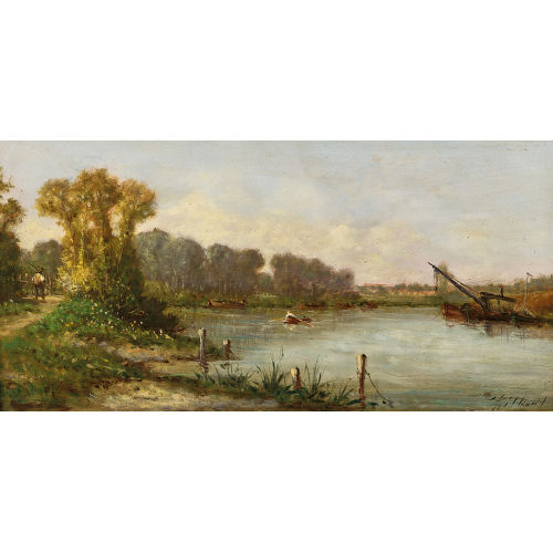 GILBERT : Sommerliche Flusspartie mit Ruderboot (DOBIASCHOFSKY AUKTIONEN AG)