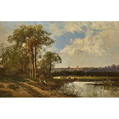 L�ON VICTOR DUPR� : Sommerliche Flusslandschaft (DOBIASCHOFSKY AUKTIONEN AG)