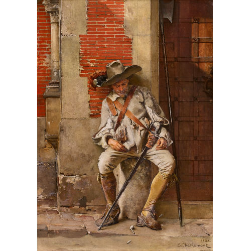 EDUARD CHARLEMONT : Schlafender Musketier (DOBIASCHOFSKY AUKTIONEN AG)