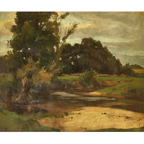 OTTO FR�LICHER : Baumbestandene Landschaft mit Bachlauf (DOBIASCHOFSKY AUKTIONEN AG)