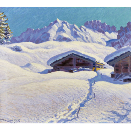 WALDEMAR THEOPHIL FINK : Winterlandschaft bei Adelboden mit Bonderspitze (DOBIASCHOFSKY AUKTIONEN AG)