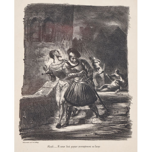 EUG�NE FERDINAND VICTOR DELACROIX : M�phistof�l�s et Faust fuyant apr�s le duel (DOBIASCHOFSKY AUKTIONEN AG)