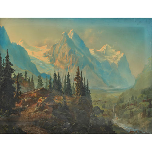 HEINRICH JENNY : Rosenlaui mit Blick auf Well- und Wetterhorn (DOBIASCHOFSKY AUKTIONEN AG)