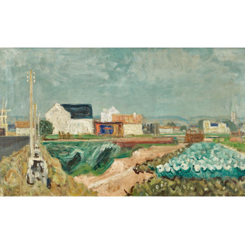 FRED STAUFFER : Feldlandschaft am Ortsrand (DOBIASCHOFSKY AUKTIONEN AG)