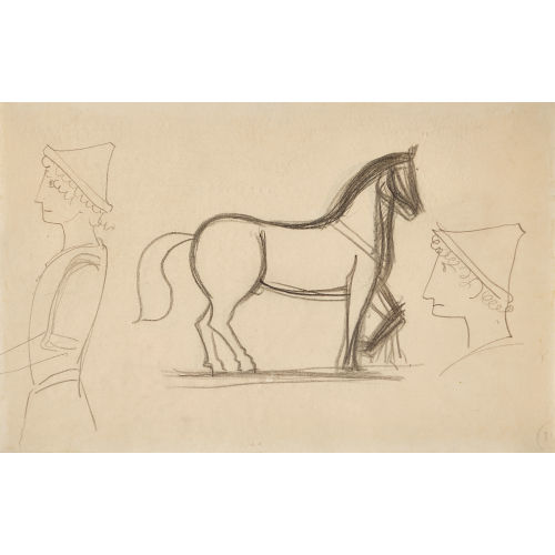 ANDR� DERAIN : Studie mit Pferd und zwei Etruskern (DOBIASCHOFSKY AUKTIONEN AG)