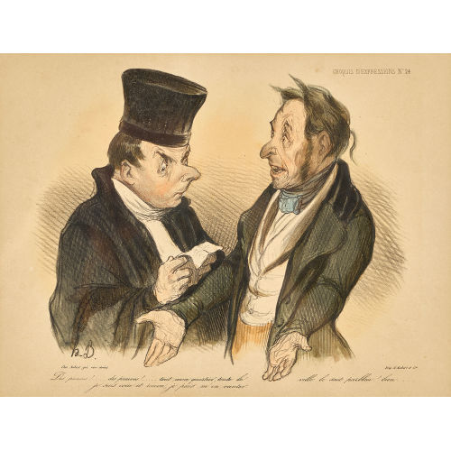 HONOR� DAUMIER : 'Des preuves! ...des preuves!... tout mon quartier, toute la ville le sait parbleu! bien... je suis cocu et recocu, je puis m'en vanter' (DOBIASCHOFSKY AUKTIONEN AG)