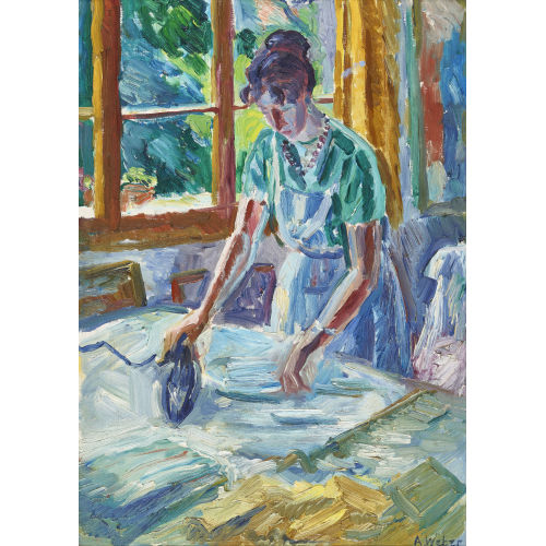 ADOLF WEBER : Frau beim B�geln (DOBIASCHOFSKY AUKTIONEN AG)