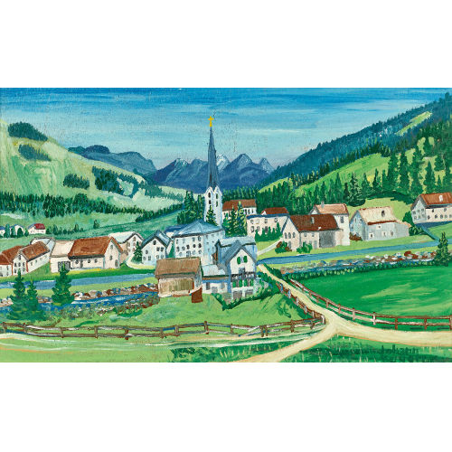 JOHANN EUGSTER : Dorfansicht mit Kirche (DOBIASCHOFSKY AUKTIONEN AG)