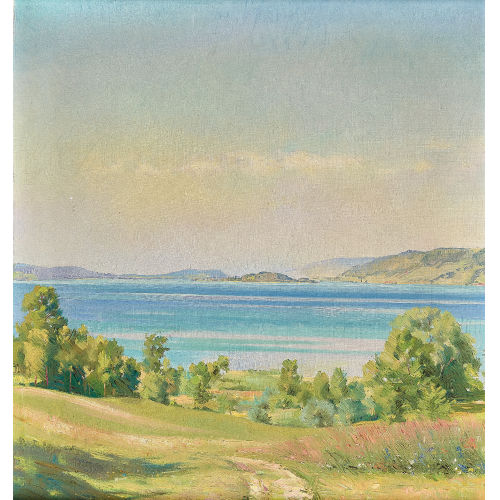 MARCUS JACOBI : Bielersee mit St. Petersinsel (DOBIASCHOFSKY AUKTIONEN AG)