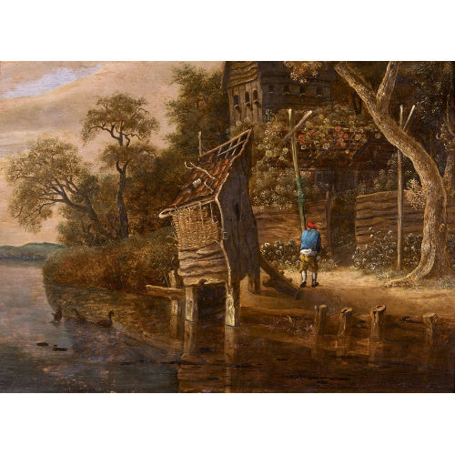 CORNELIS GERRITSZ. DECKER : D�rfliche Szene am Flussufer (DOBIASCHOFSKY AUKTIONEN AG)