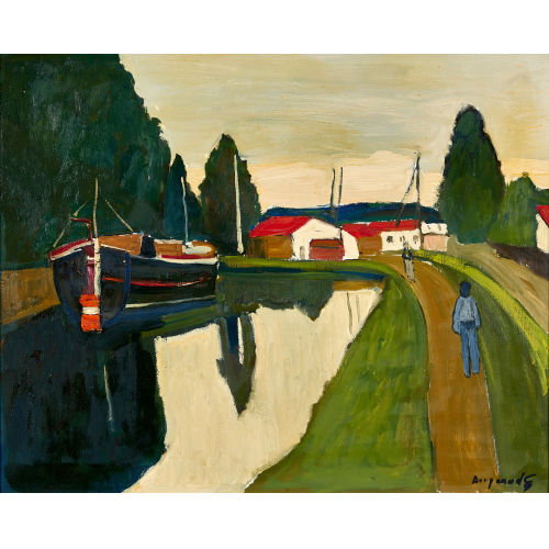 GEORGES BORGEAUD : Canal au chaland (DOBIASCHOFSKY AUKTIONEN AG)