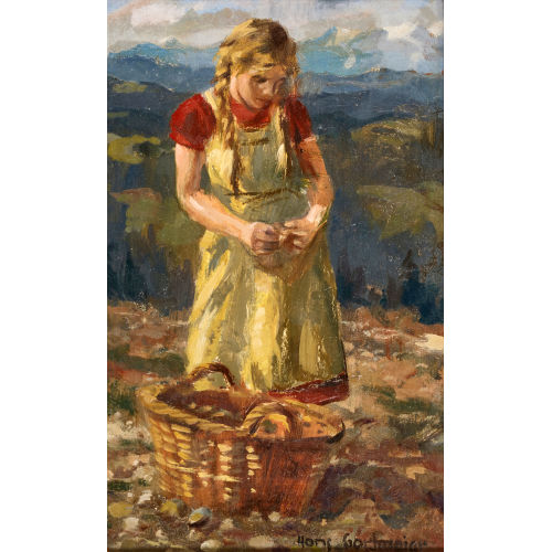 HANS GARTMEIER : Junges M�dchen bei der Kartoffelernte (DOBIASCHOFSKY AUKTIONEN AG)