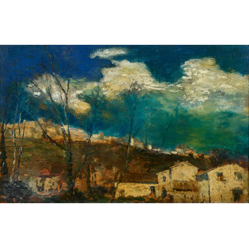 �DOUARD JACQUES DUFEU : Landschaft mit Siedlung (DOBIASCHOFSKY AUKTIONEN AG)