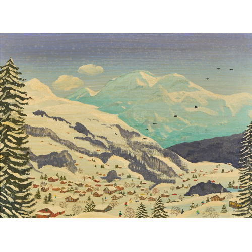 MEIELI HOLZER : Winterlandschaft mit Bergdorf (DOBIASCHOFSKY AUKTIONEN AG)