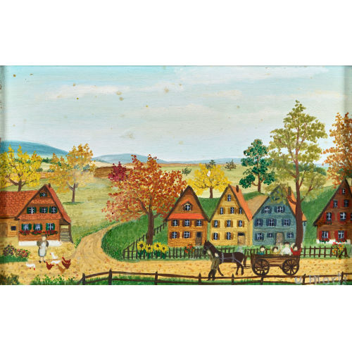 ULLA MARTI : Herbstlandschaft mit Pferdekutsche (DOBIASCHOFSKY AUKTIONEN AG)