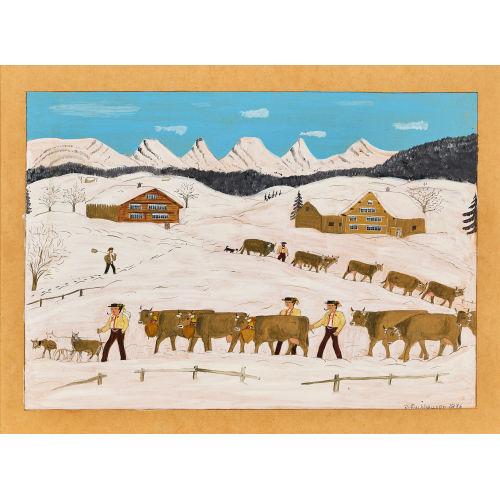 JAKOB TISCHHAUSER : Appenzeller Alpabzug im Schnee (DOBIASCHOFSKY AUKTIONEN AG)