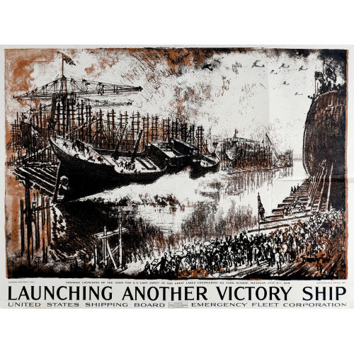 JOSEPH PENNELL : 'Launching Another Victory Ship' (DOBIASCHOFSKY AUKTIONEN AG)