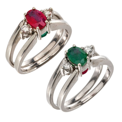 RUBIN-SMARAGD-BRILLANT-RING : (DOBIASCHOFSKY AUKTIONEN AG)