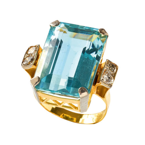 AQUAMARIN-BRILLANT-RING : (DOBIASCHOFSKY AUKTIONEN AG)
