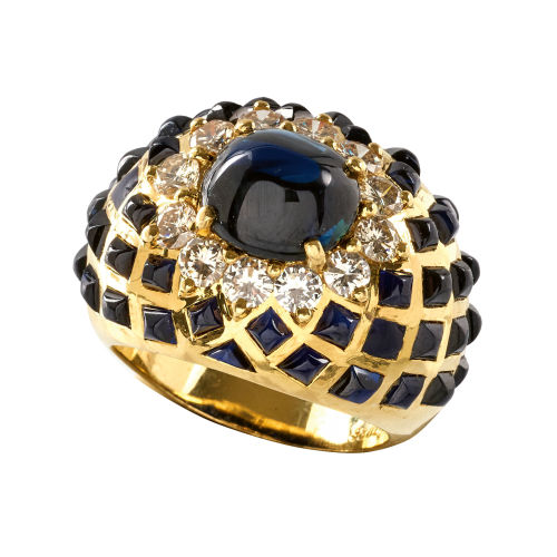 SAPHIR-BRILLANT-RING : (DOBIASCHOFSKY AUKTIONEN AG)
